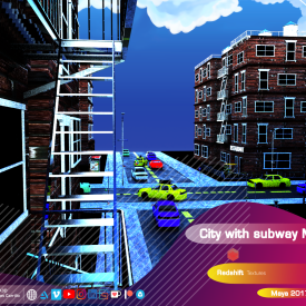 City with subway scene FOR MAYA (With textures)