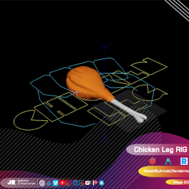 Chicken leg RIG MAYA (Arnold, Redshift, Renderman, Vray) Includes textures