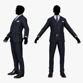 Men Pans with Shirt Blazer and Shoes Vest Blue Black