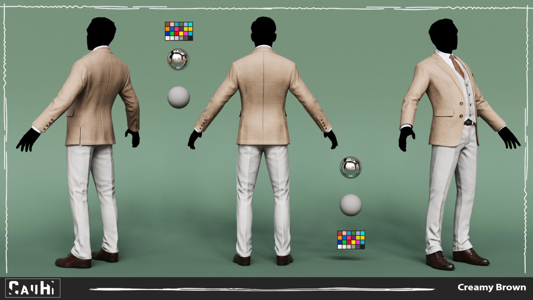 Men Pans with Shirt Blazer and Shoes Vest Creamy Brown - Image 4