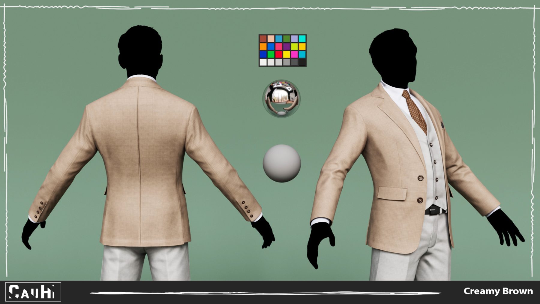 Men Pans with Shirt Blazer and Shoes Vest Creamy Brown - Image 5