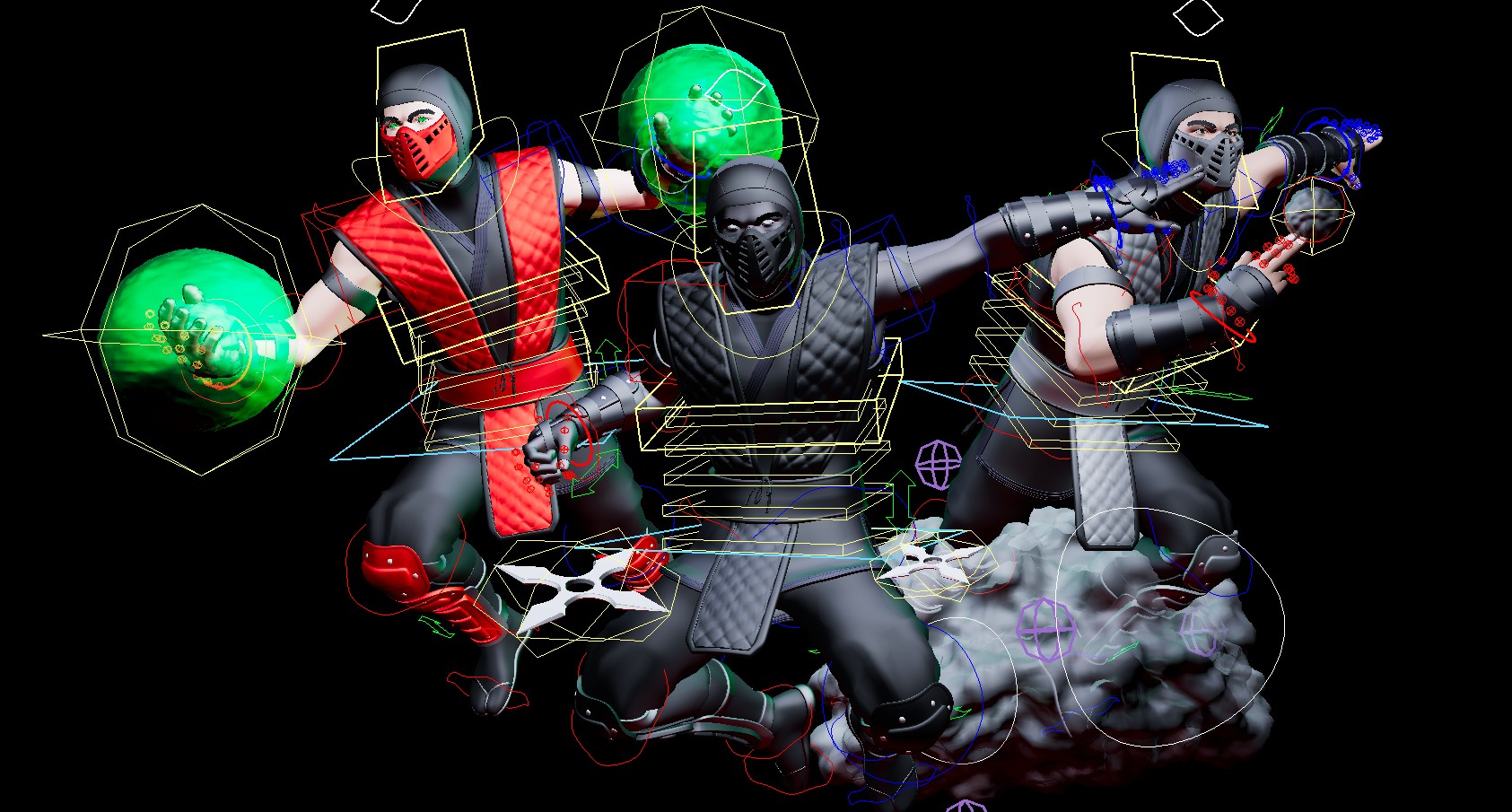 BUNDLE (Mortal Kombat Ninjas, Noob Saibot/Ermac/Smoke) Maya Rigs