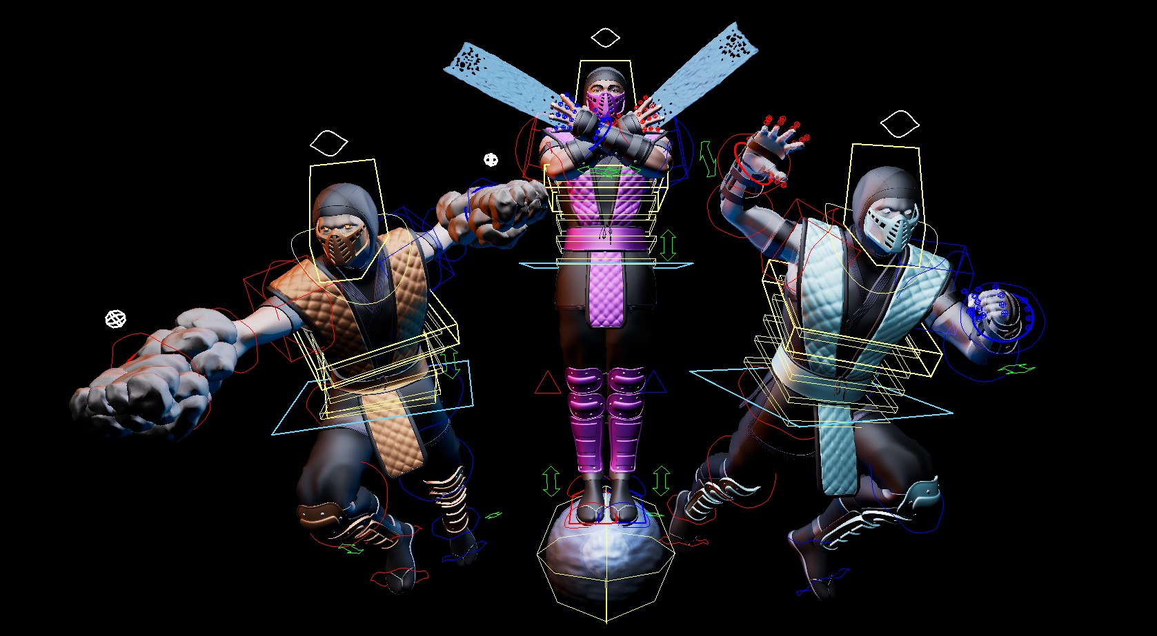 BUNDLE (Mortal Kombat Ninjas, Rain/Tremor/Chameleon) Maya Rigs