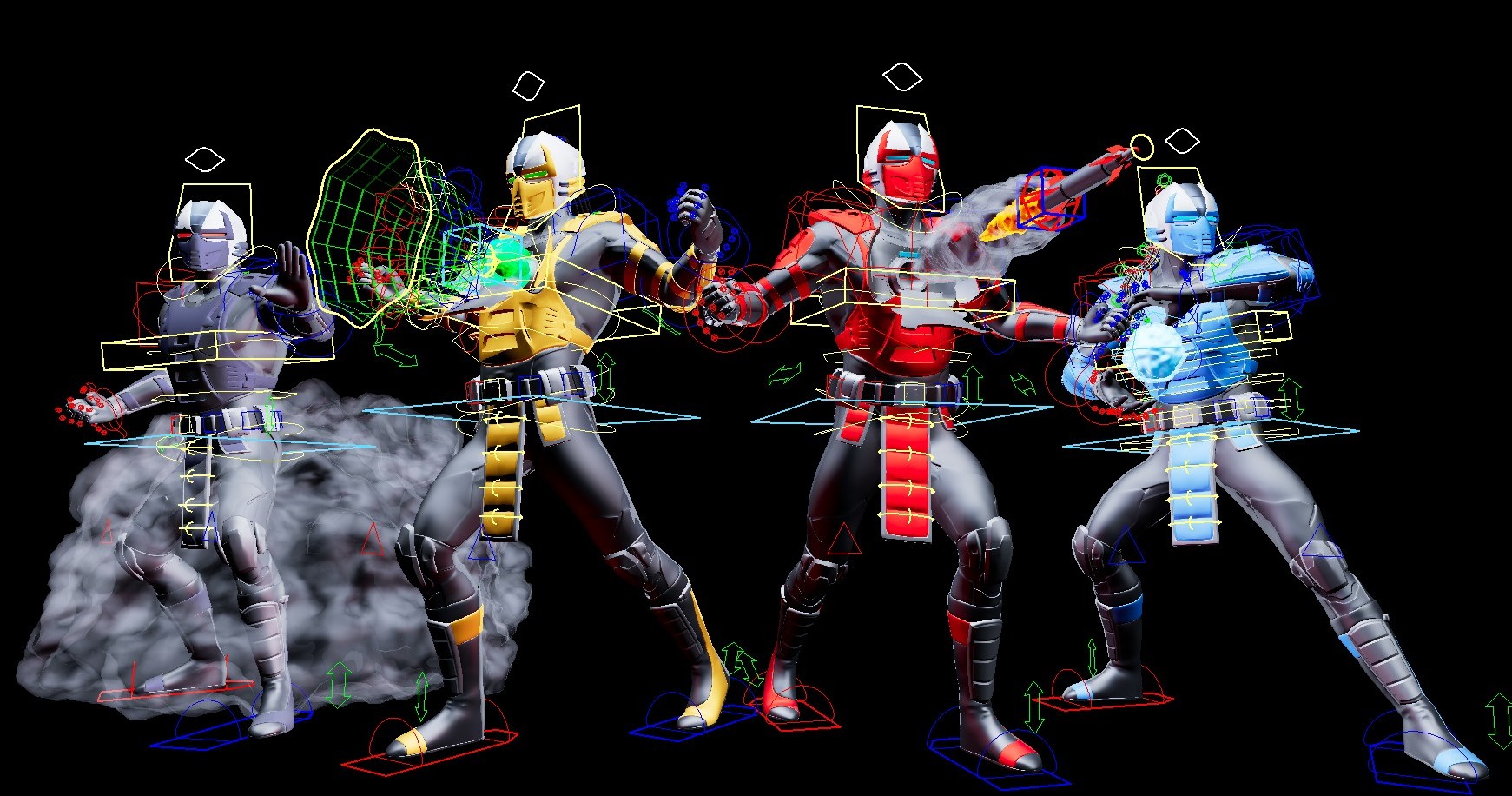 BUNDLE(Mortal Kombat Cyber Ninjas) (Cyrax, Sektor, Cyber Sub-Zero, Cyber Smoke) Maya Rigs